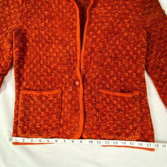 Vintage Mondi Rust Orange Textured Plush Cardigan Shawl Collar Size 36 - Picture 9 of 13
